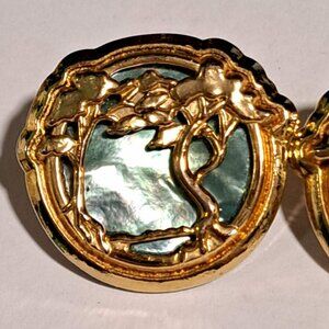 Durie abalone green and gold earrings